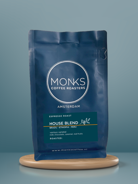 House Blend coffee, espresso roast from Monks Coffee Roasters 